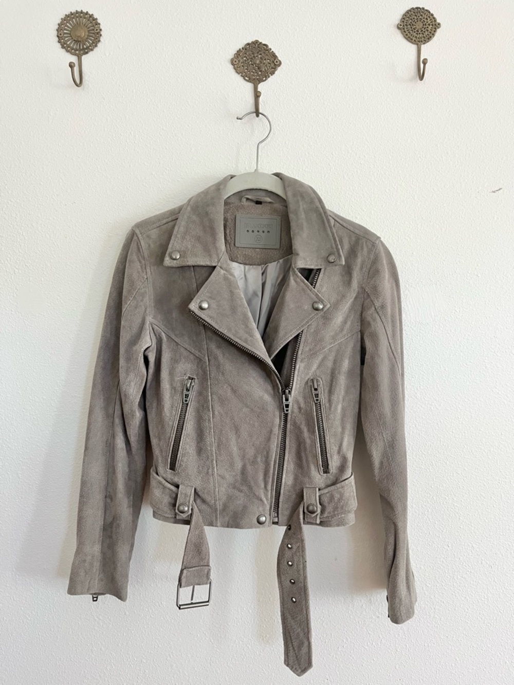Blank NYC Light Gray Suede Moto Jacket